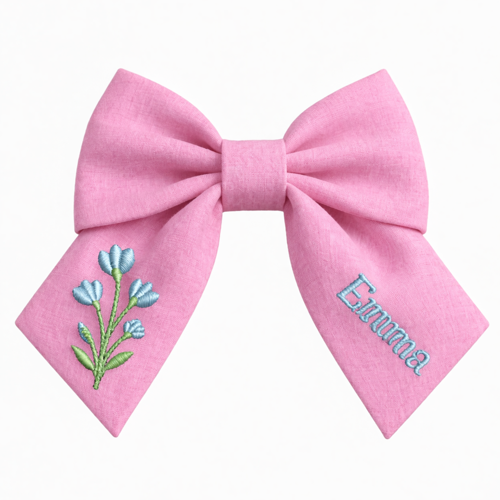 Fiocco in lino personalizzato con nome del cliente ricamato