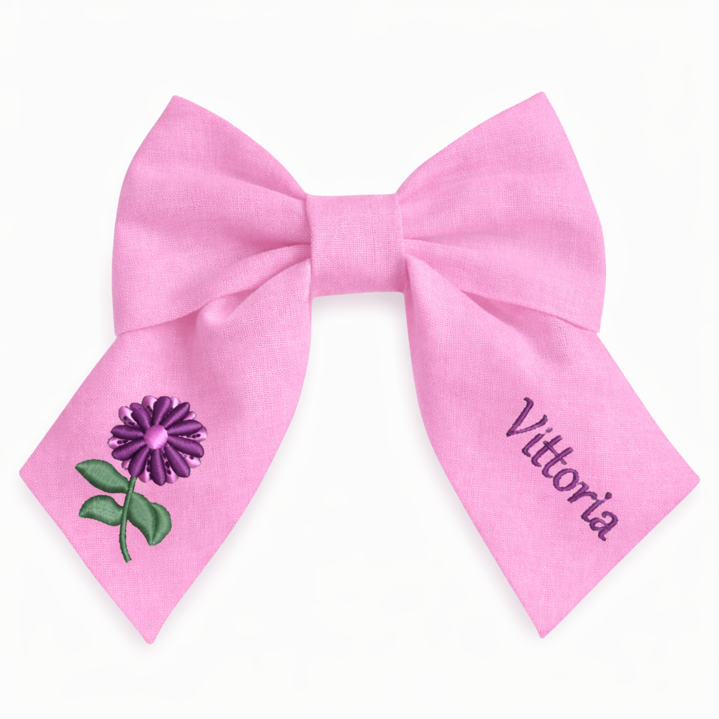 Fiocco in lino personalizzato con nome del cliente ricamato