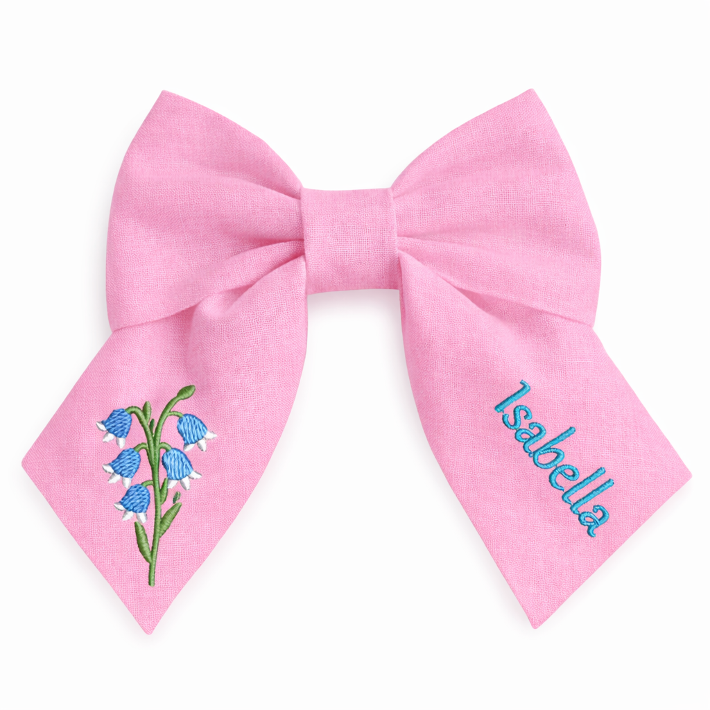 Fiocco in lino personalizzato con nome del cliente ricamato