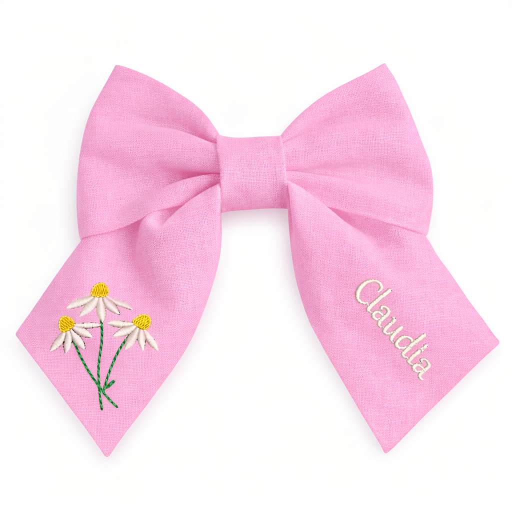 Fiocco in lino personalizzato con nome del cliente ricamato