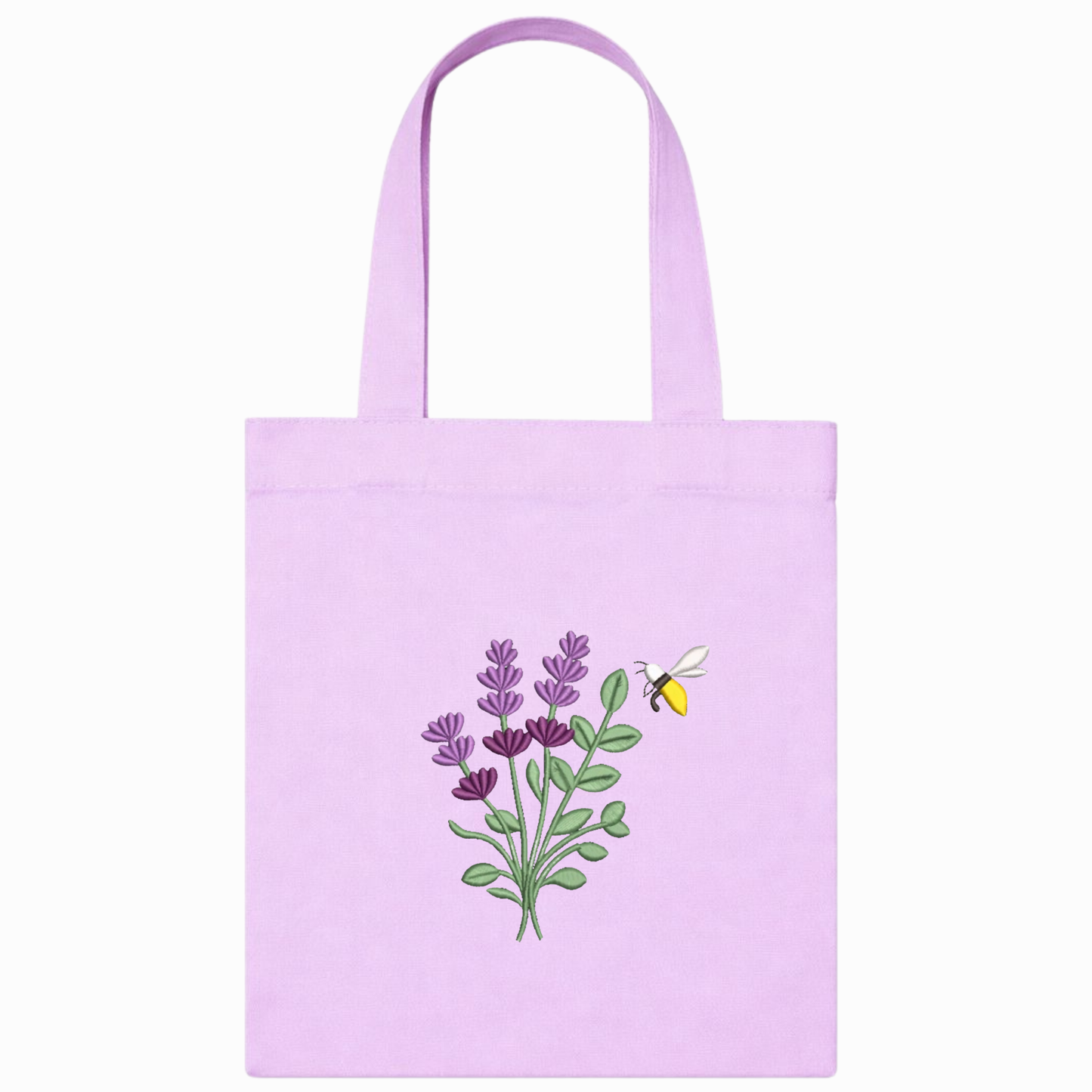 Rosa Shopper aus Canvas mit handgefertigter Lavendelstickerei, hergestellt in Italien