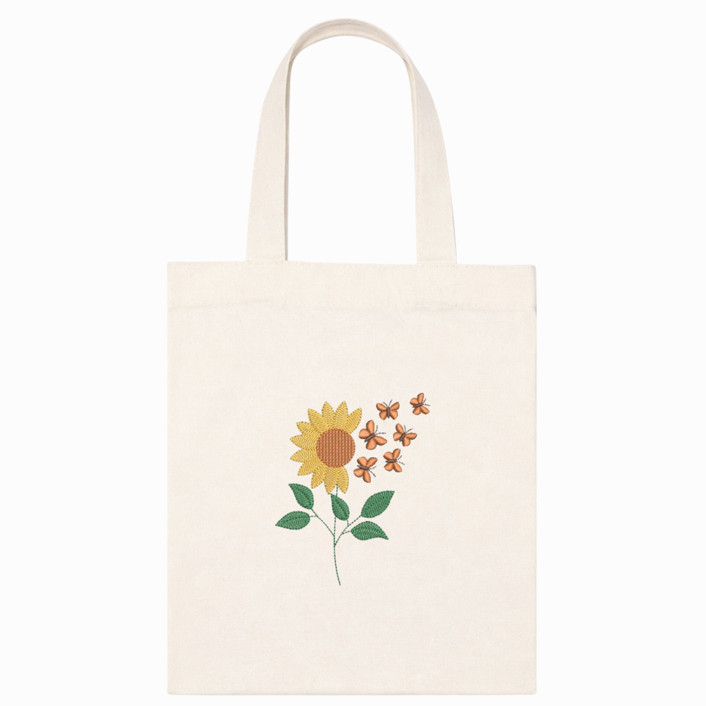 Shopper in canvas beige con ricamo girasole – borsa artigianale VIADALINNO