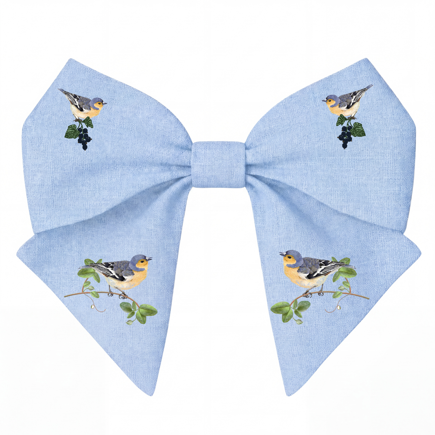 Fiocco in lino con stampa uccellini
