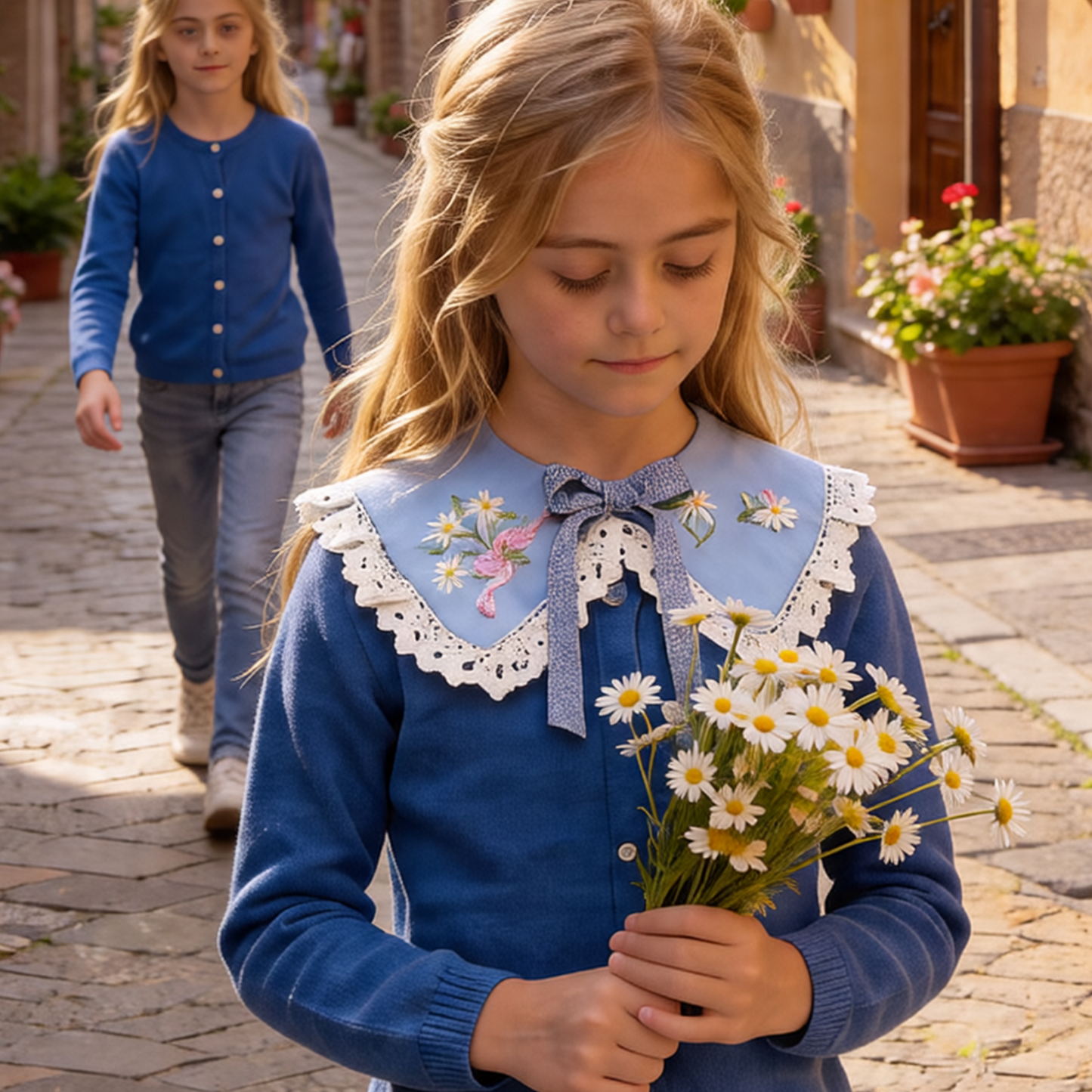 Cottagecore and Tuscan Style Embroidered Linen Collar, Peter Pan Lace Collar, Delicate Accessory for Girls' Dresses and Shirts