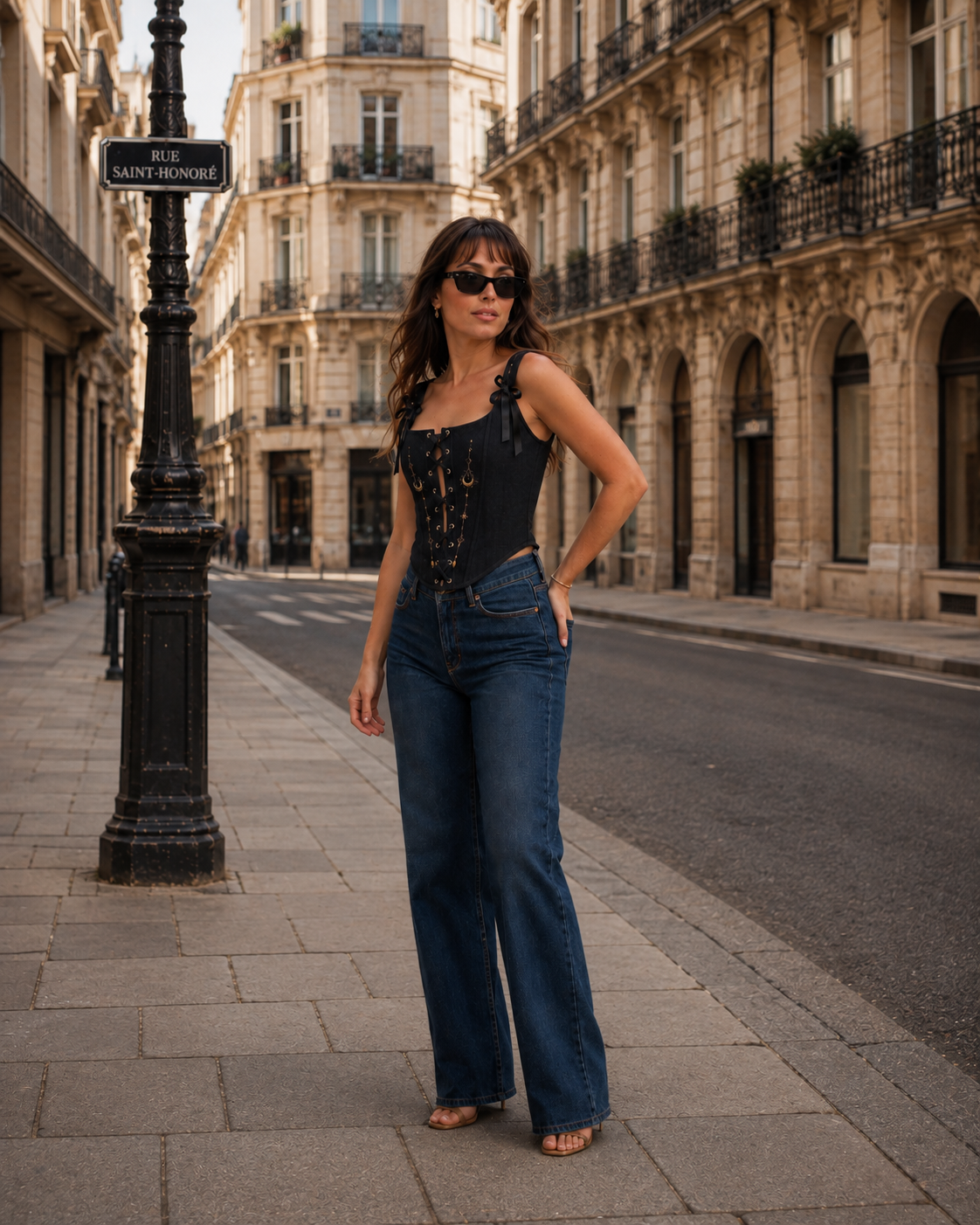 Celestial Moon Lace-Up Linen Corset