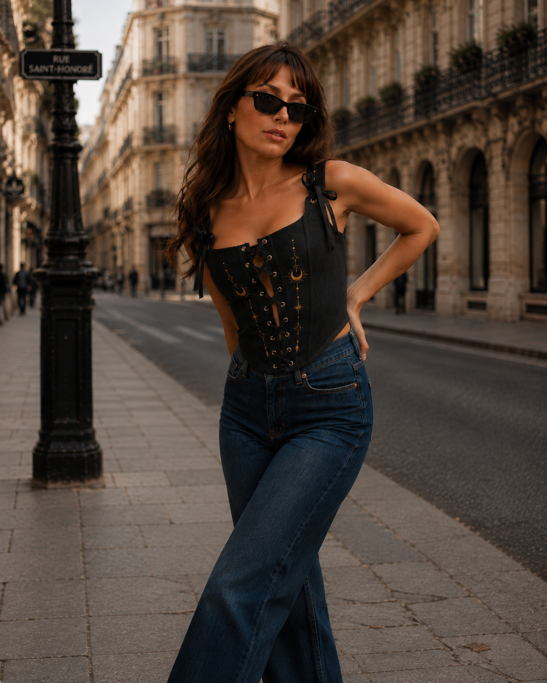 Celestial Moon Lace-Up Linen Corset