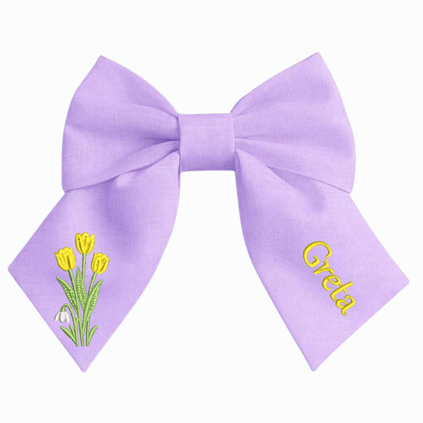 Personalisierte Leinenschleife mit gesticktem Kundennamen
