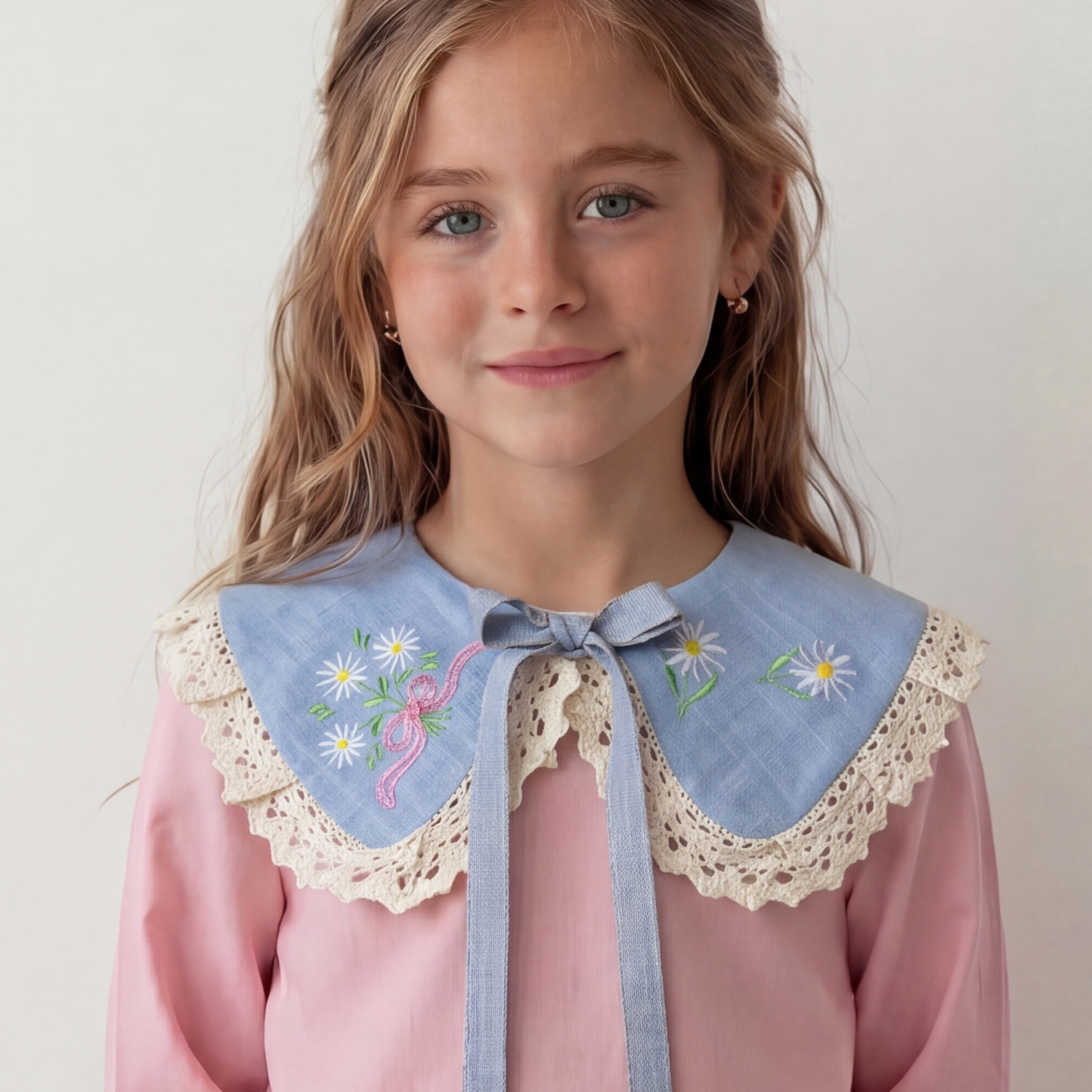 Cottagecore and Tuscan Style Embroidered Linen Collar, Peter Pan Lace Collar, Delicate Accessory for Girls' Dresses and Shirts