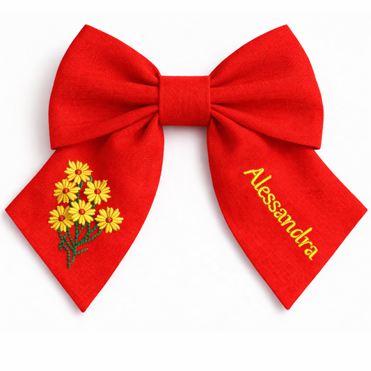 Fiocco in lino personalizzato con nome del cliente ricamato