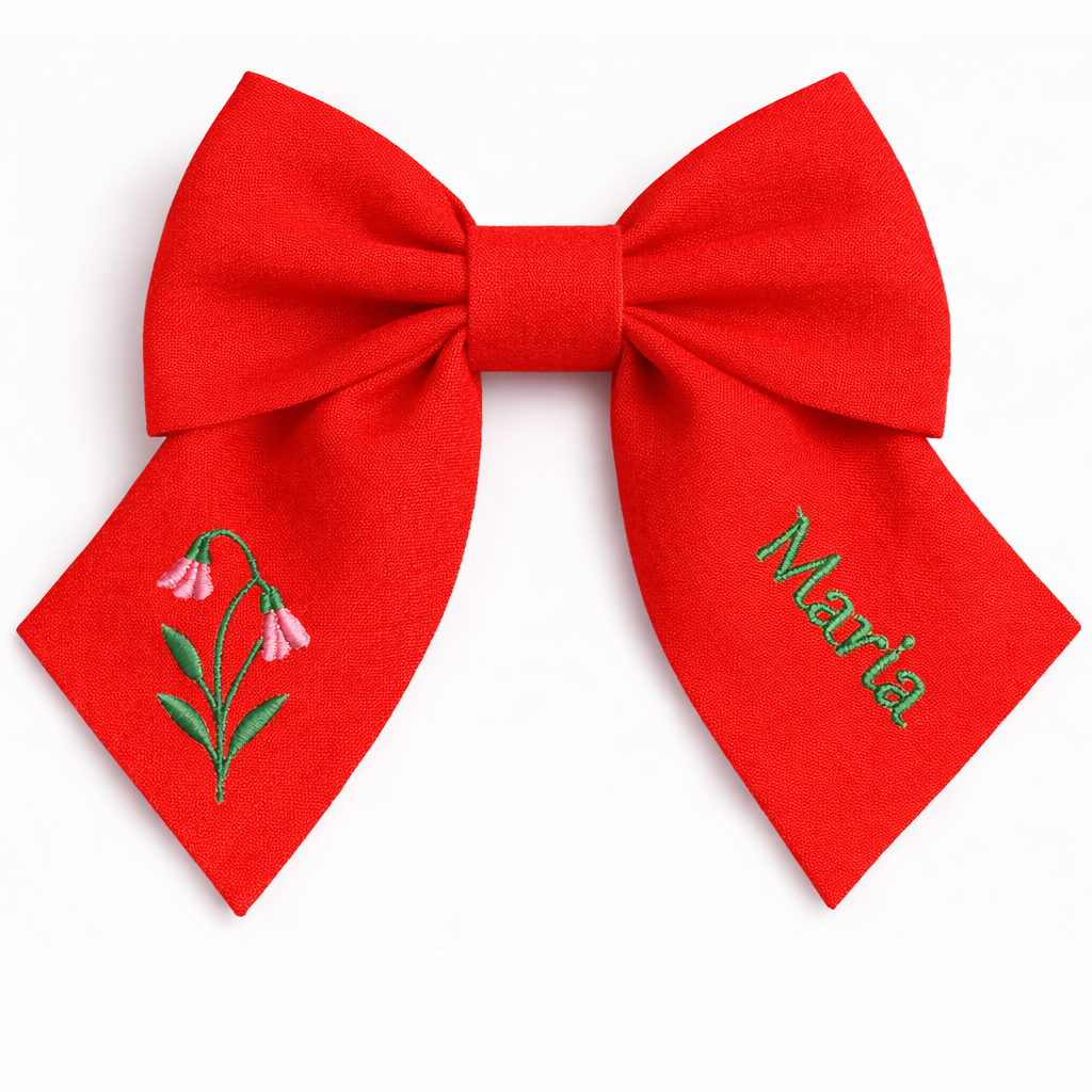 Fiocco in lino personalizzato con nome del cliente ricamato