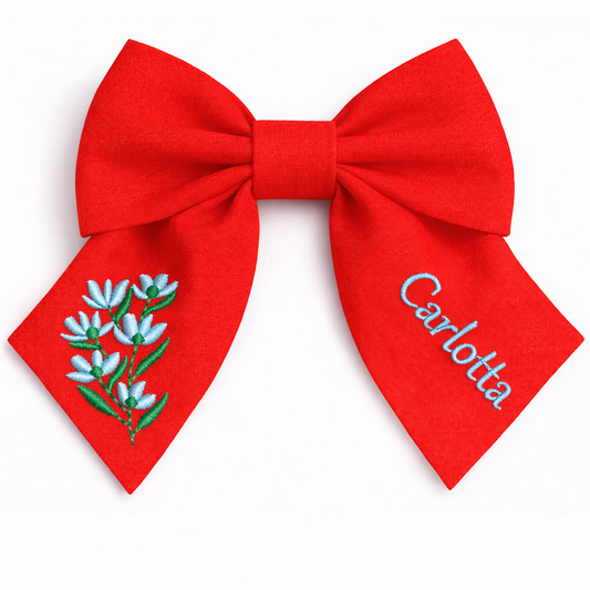 Fiocco in lino personalizzato con nome del cliente ricamato