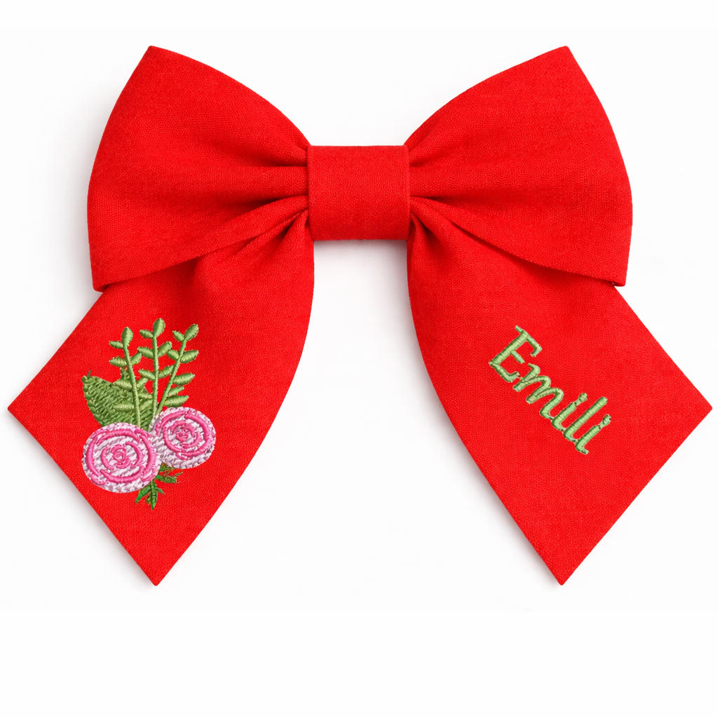 Fiocco in lino personalizzato con nome del cliente ricamato