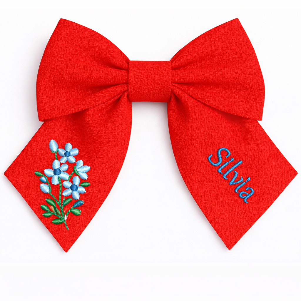 Fiocco in lino personalizzato con nome del cliente ricamato