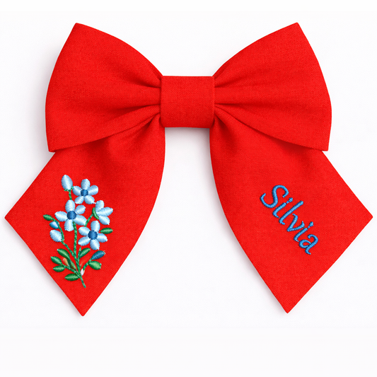 Fiocco in lino personalizzato con nome del cliente ricamato