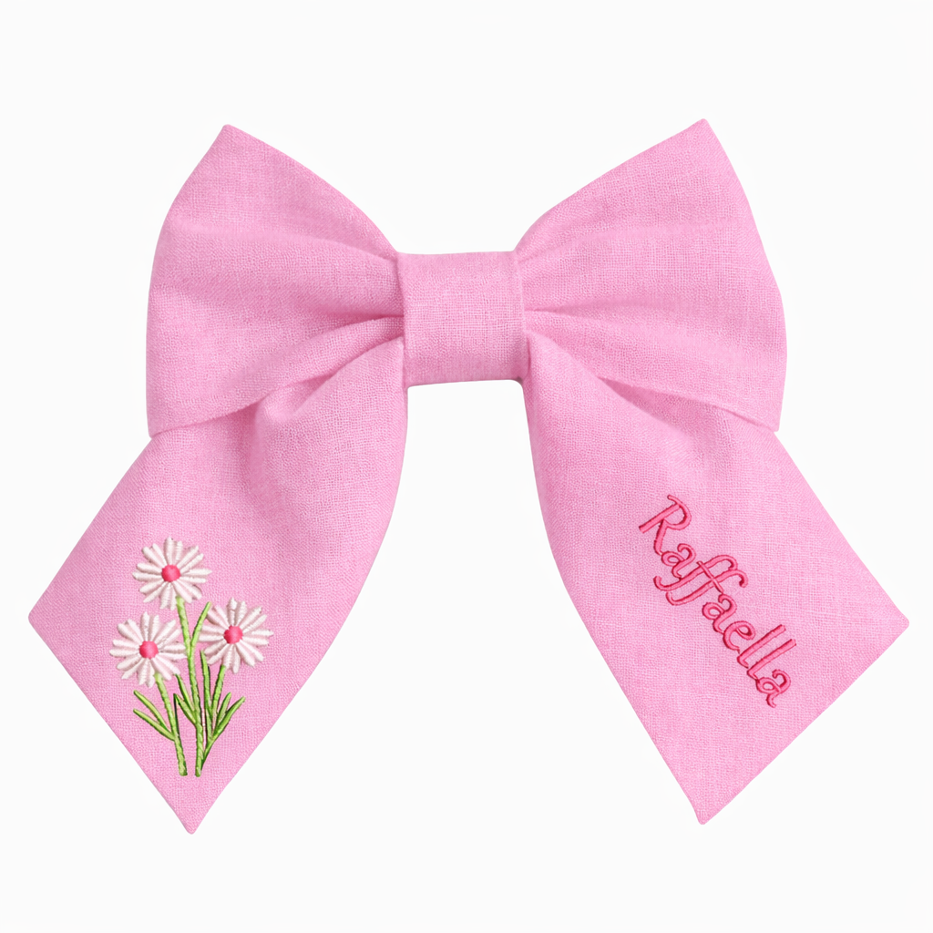 Fiocco in lino personalizzato con nome del cliente ricamato