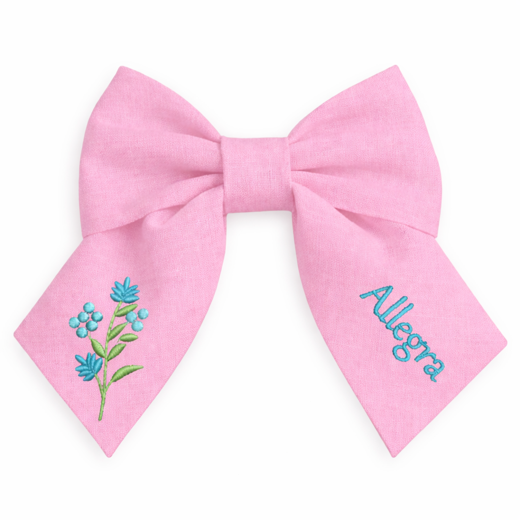 Fiocco in lino personalizzato con nome del cliente ricamato