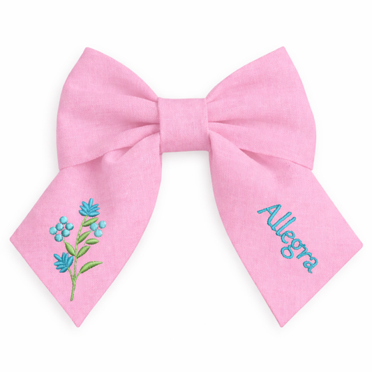 Fiocco in lino personalizzato con nome del cliente ricamato