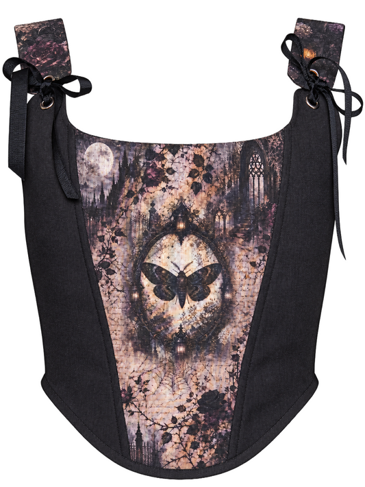 Gothic Moth Linen Corset Top