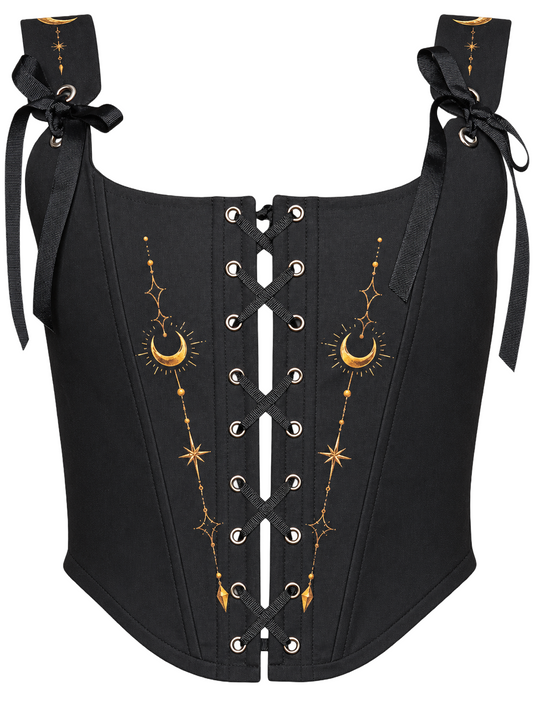 Celestial Moon Black Cotton Corset