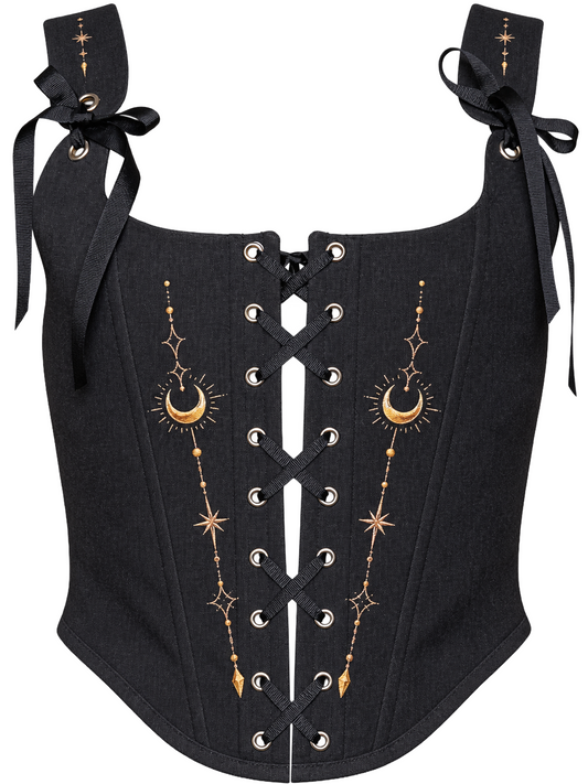 Celestial Moon Lace-Up Linen Corset