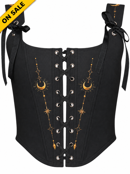 Celestial Moon Black Cotton Corset