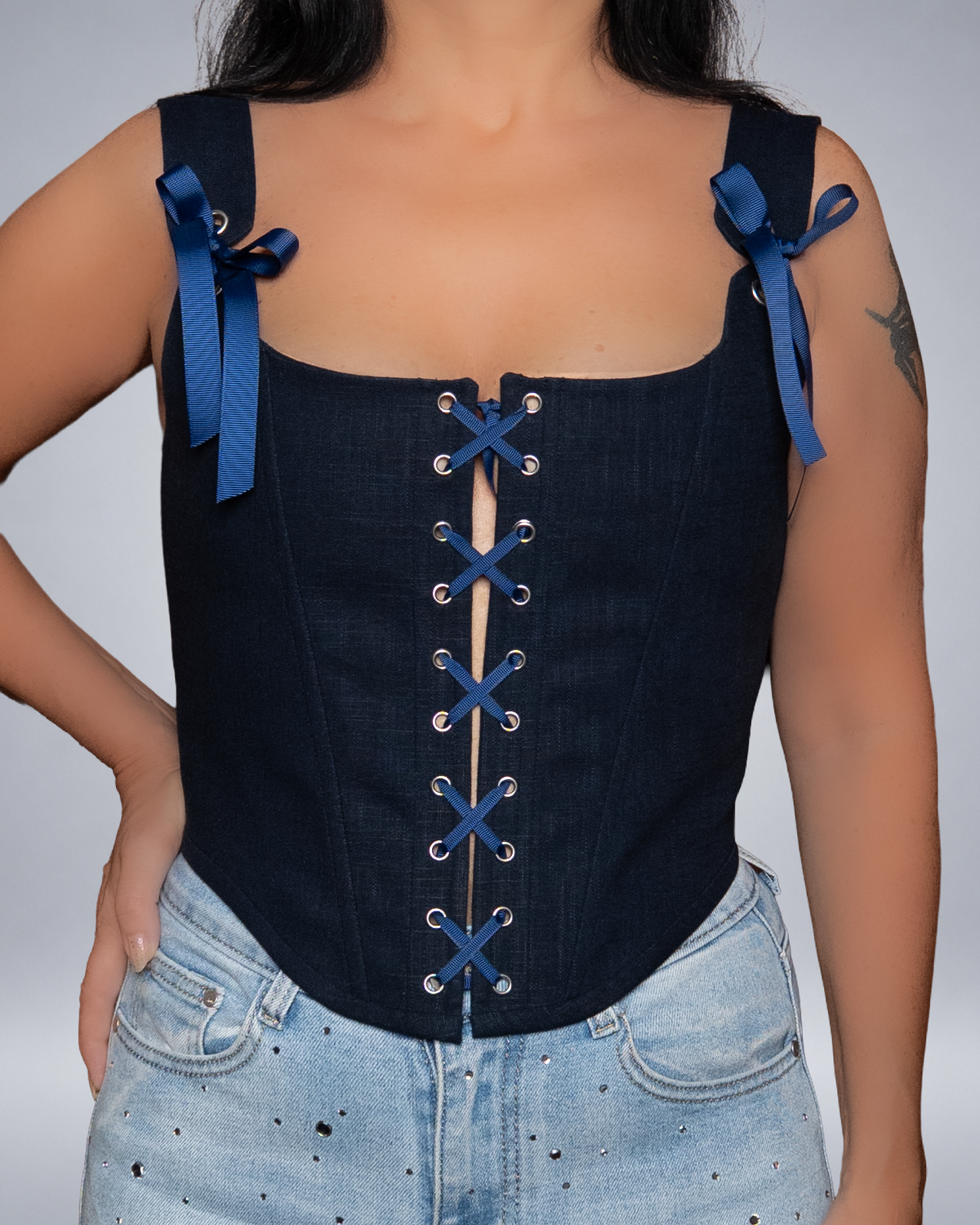 Corset Top Navy Blue