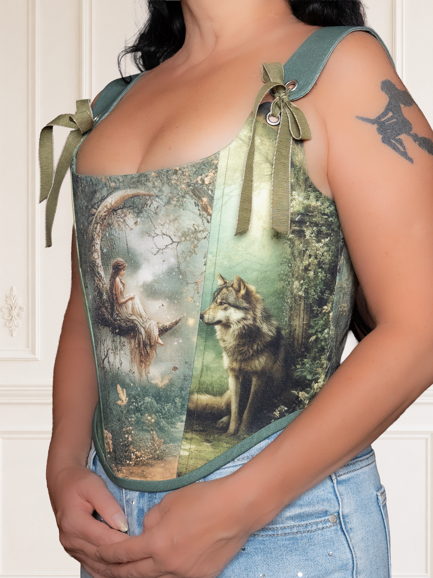 Green Cotton Corset