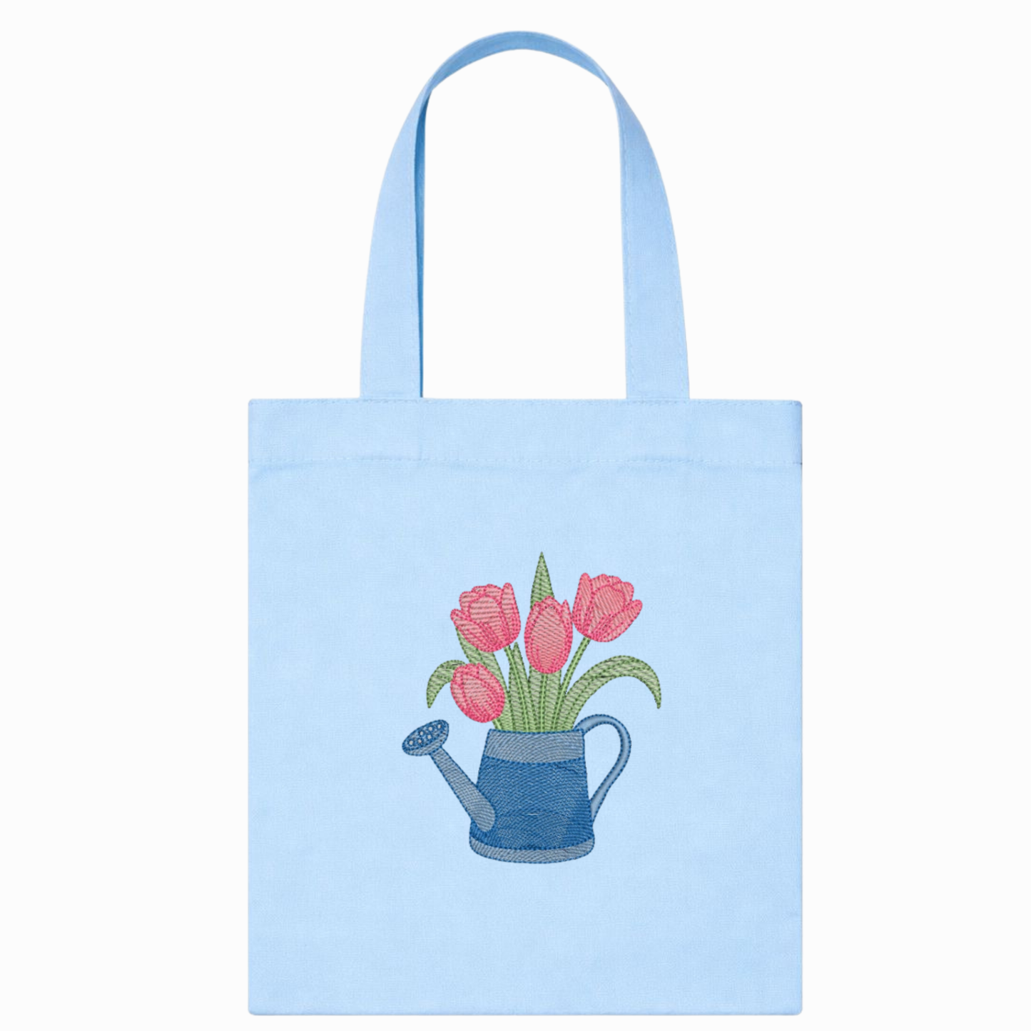 Shopper in Canvas Azzurro con Tulipani Borsa Artigianale