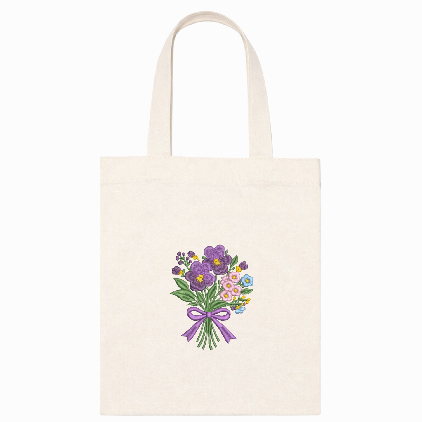Shopper aus Canvas mit handgesticktem Blumenstrauß, hergestellt in Italien