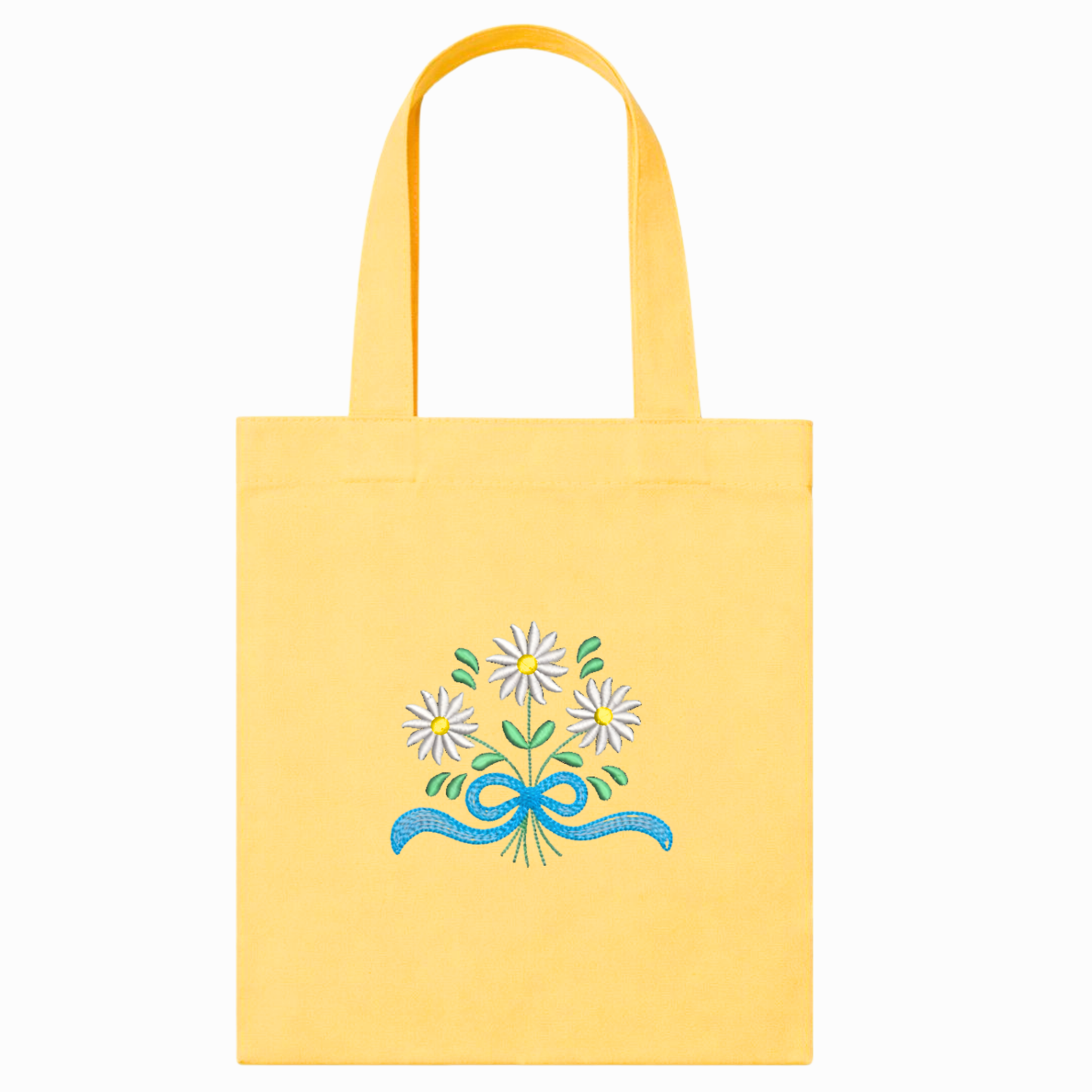 Canvas-Shopper mit Blumenstickerei, Gänseblümchen-Tote Bag, handgefertigt in Italien