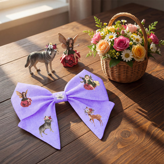 Hair Bow. Enchanted Forest. Designer Fabrics